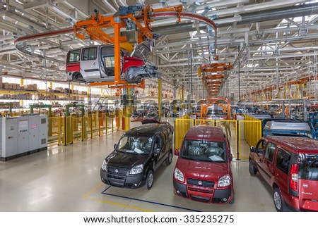 Naberezhnye Chelny, Tatarstan, Russia - March 19: Car Assembly Line in Automobile Factory SOLLERS in Automobile Plant KAMAZ, on March 19, 2009 in Naberezhnye Chelny