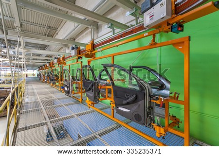 Naberezhnye Chelny, Tatarstan, Russia - March 19: Car Assembly Line in Automobile Factory SOLLERS in Automobile Plant KAMAZ, on March 19, 2009 in Naberezhnye Chelny