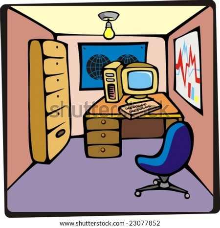 [تم الحل]ممكن تشرحوا لنا كيف يمكن تصميم لعبة the lost child Stock-vector-cartoon-office-a-room-with-desk-personal-computer-map-cabinet-and-chair-vector-illustration-23077852