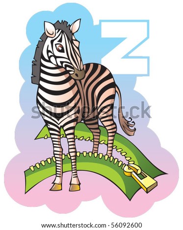 Stock Vector Series Of Children Alphabet Letter Z Zebra And Zipper
