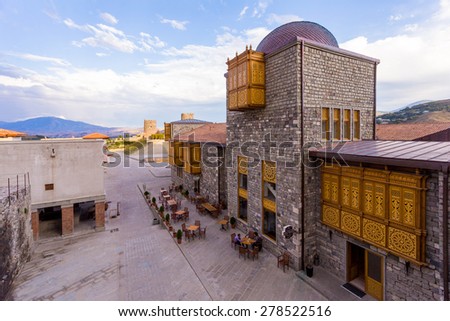 Restaurant terrace in Rabath fortress in southern Georgia