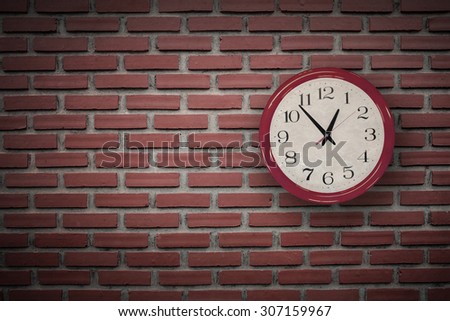 Red Brick ,blue wall clock Interior Background