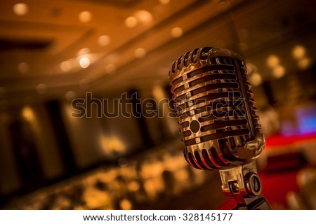 Vintage gold microphone  in party