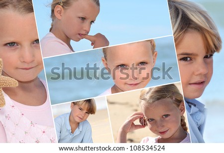 Montage of children on a beach