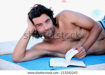 Man reading outside