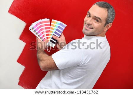 Painter with color samples