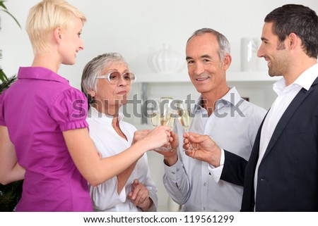 Family with champagne glasses