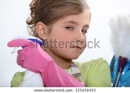 Child doing household chores