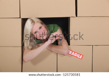 Girl in the middle of moving