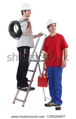 Two electrician about to start work