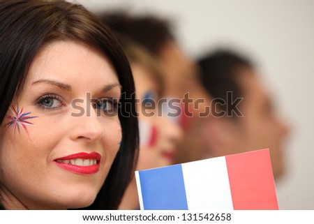 Row of French football supporters