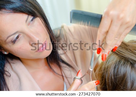 Woman having her hair cut