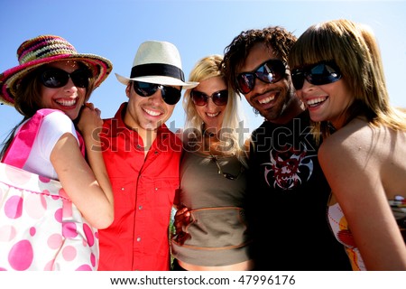 Group of  friends having fun during summer