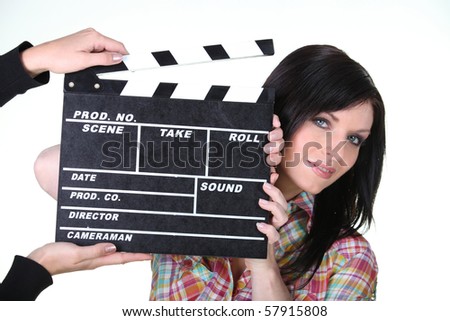 Portrait of a woman with cinema clap