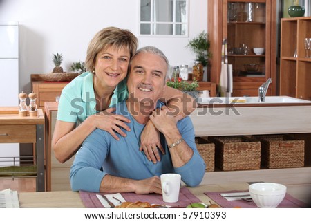 Portrait of an elderly couple at breakfast