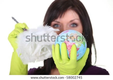 woman dusting