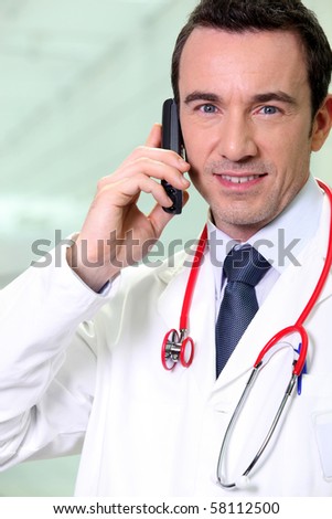 Portrait of a doctor on phone