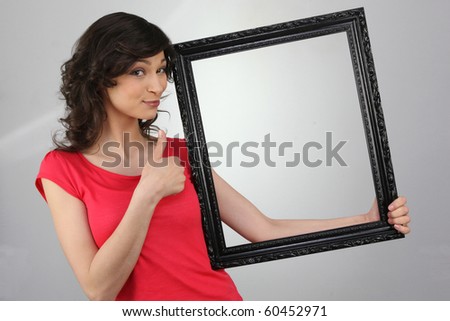 Portrait of a woman with a wooden frame