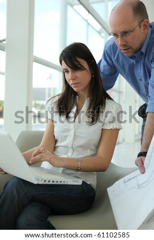 Man and woman in business training