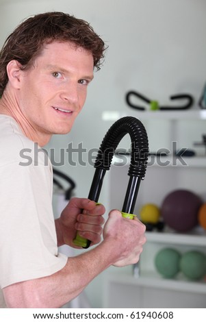 Man with fitness accessory