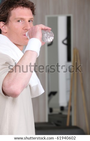 Sportsman drinking water