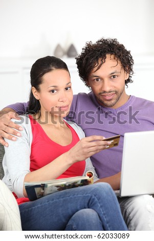 Couple making purchases online