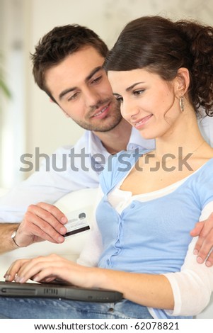 Couple making online purchases