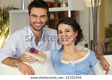 Woman happy to get a gift
