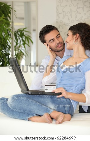 Couple making online purchases