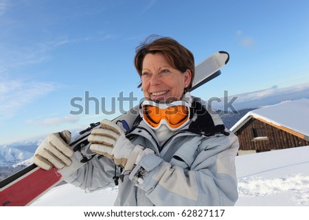 Portrait of a senior woman with ski mask