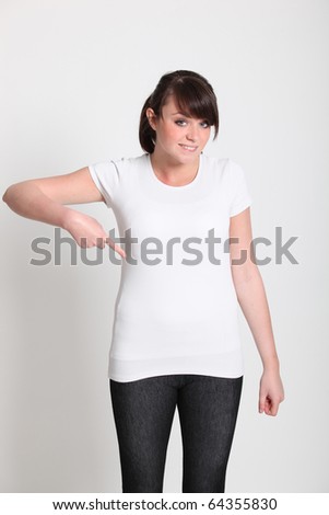 Young woman with a white t-shirt for message