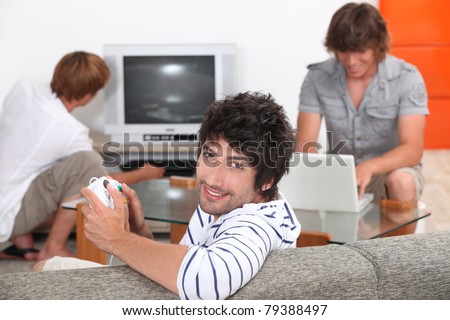 Guys playing computer games