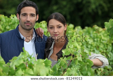 couple in the vines, they seem to be wine producers
