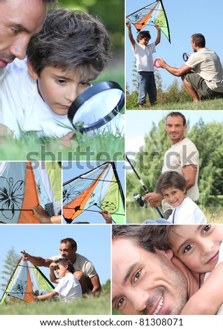 Man and little boy with kite