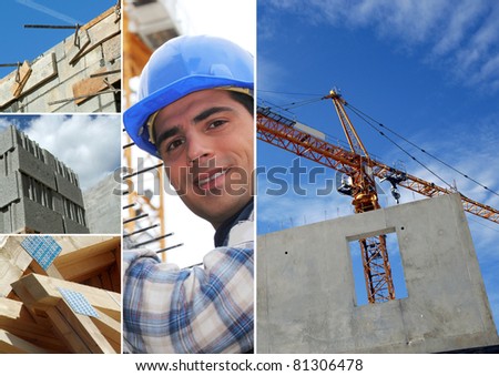Photo-montage of construction industry