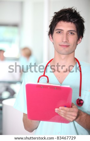 Nurse with clip-board