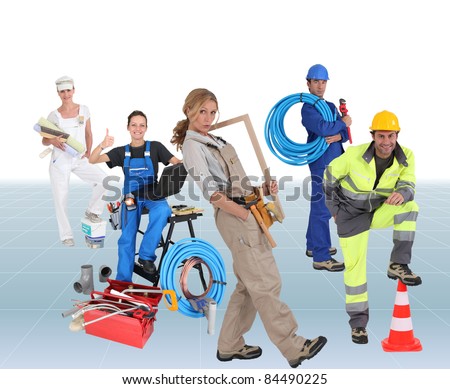 Building workers, photo-montage