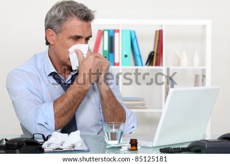 Office worker suffering from a cold