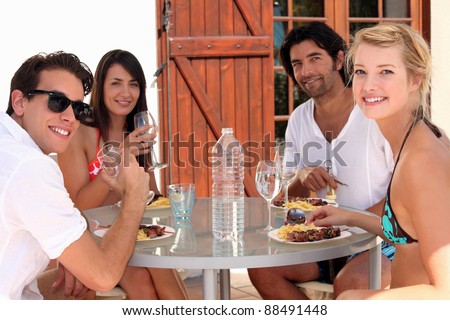 Young people eating alfresco