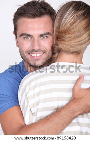 Man Hugging Computer