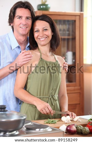 couple cooking at home