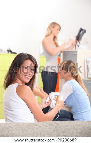 trio of female students sharing flat