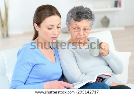 Reading to an old lady