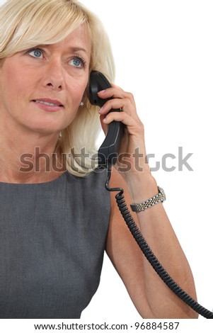 Middle-aged woman on the phone