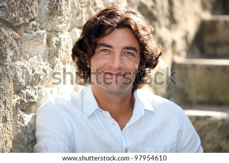 Man in an old French village