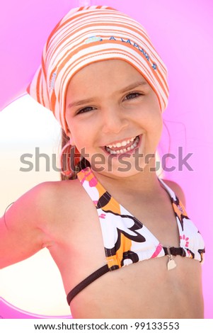 Girl with scarf and float