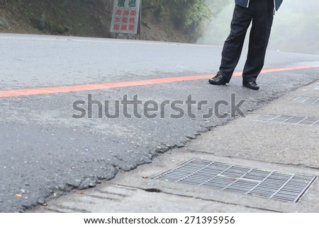 Lonely Man on Street, Waiting, Country Road