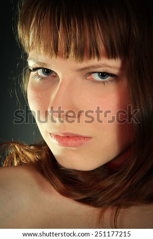 Glamor woman dark face portrait