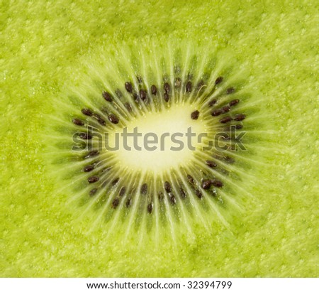 Fresh fruit kiwi slice super macro shooting isolated over white background