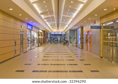Modern interior. Corridor in airport.
